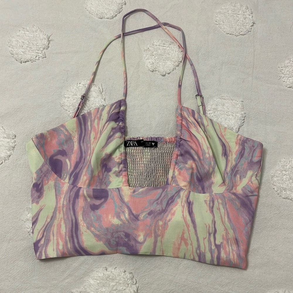 Zara halter top.  Pastel print.  Size Small